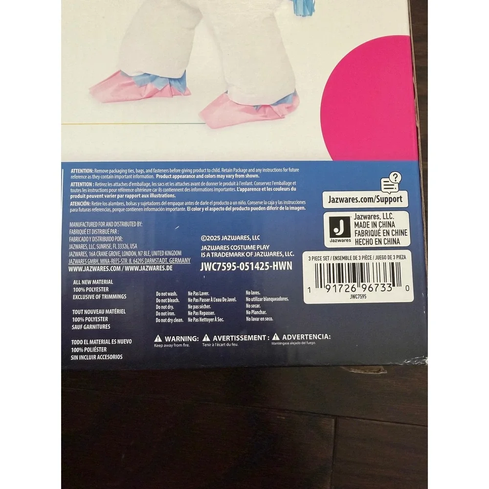 Jazwares Kids Inflatable Unicorn Rider Costume 3 Piece Set One Size JWC7595